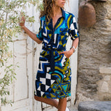 Beach Dresses Striped Print A-line