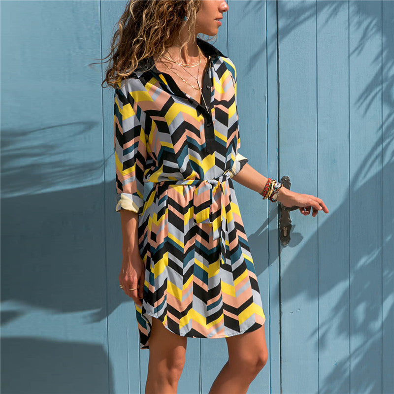 Beach Dresses Striped Print A-line