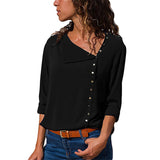 Chiffon Leisure Blouse Tops Skew Collar