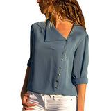 Chiffon Leisure Blouse Tops Skew Collar