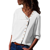 Chiffon Leisure Blouse Tops Skew Collar