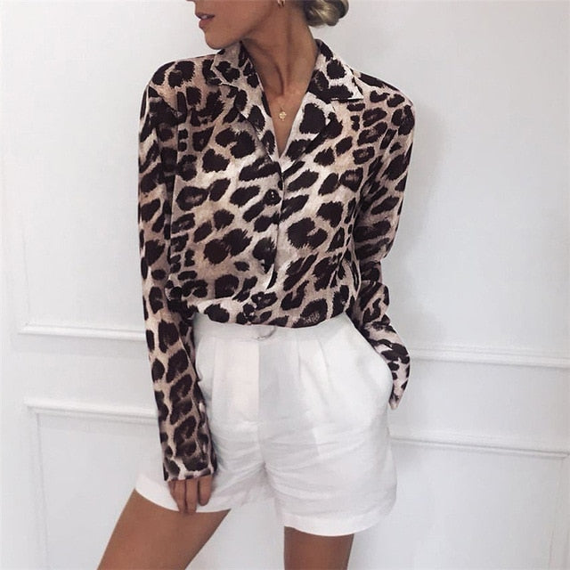 Chiffon Vintage Leopard Print Blouse