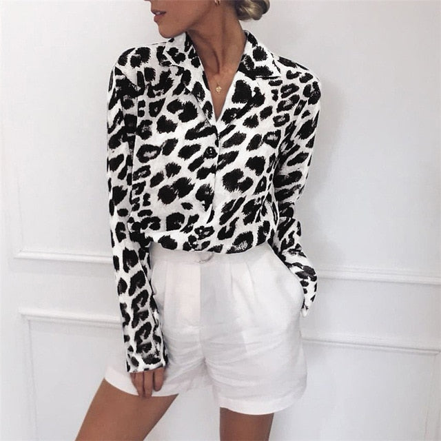 Chiffon Vintage Leopard Print Blouse