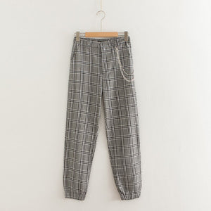 Spring Plaid Cargo Pants Vintage Casual for Women