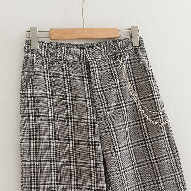 Spring Plaid Cargo Pants Vintage Casual for Women