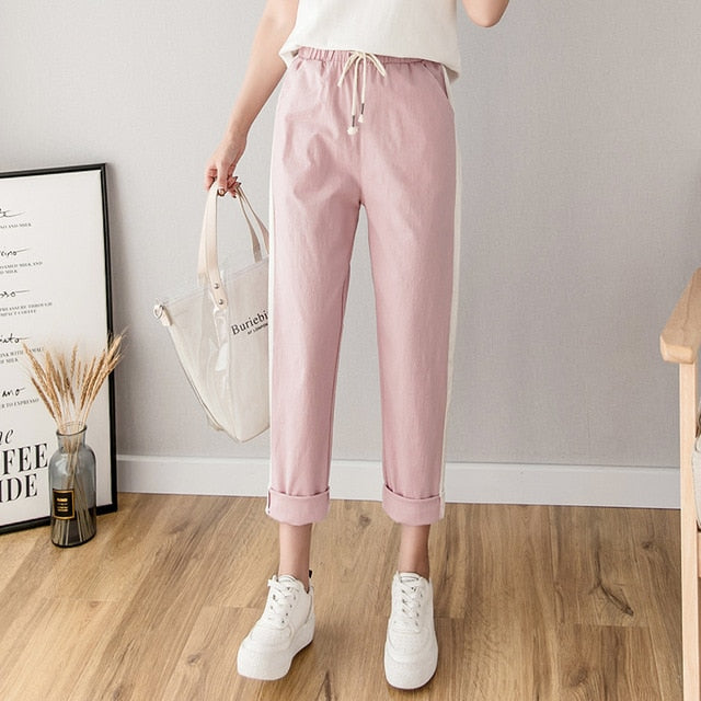 Cotton Linen Ankle Length Pants