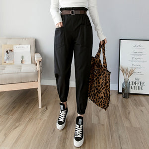 Female solid high waist loose harem pant