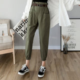 Female solid high waist loose harem pant