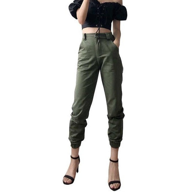 Spring vintage chain black cargo pants