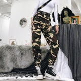 Spring vintage chain black cargo pants