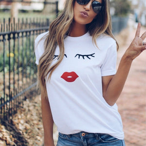 Love Heart Embroidery Print T-Shirt