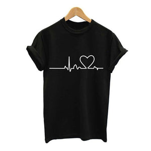 Love Heart Embroidery Print T-Shirt