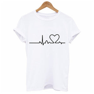 Love Heart Embroidery Print T-Shirt