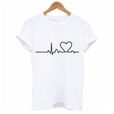 Love Heart Embroidery Print T-Shirt