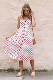 Casual linen and cotton summer dress with button stripe print