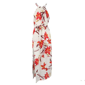 Floral Print Straps Long Dress